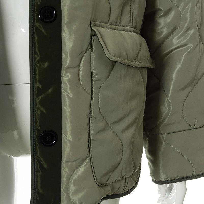 Parkas for Women Thick Warm Winter Jacket and Coats Big Pocket O Neck Army Green Padded Down Coat Loose Casual Female Outwear