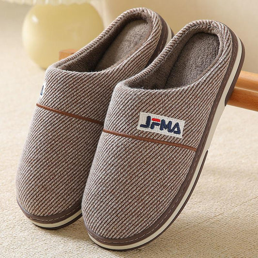 Household Cotton Slippers Men's Home Autumn and Winter Thick Bottom Non-slip Indoor Warm Plush Shoes