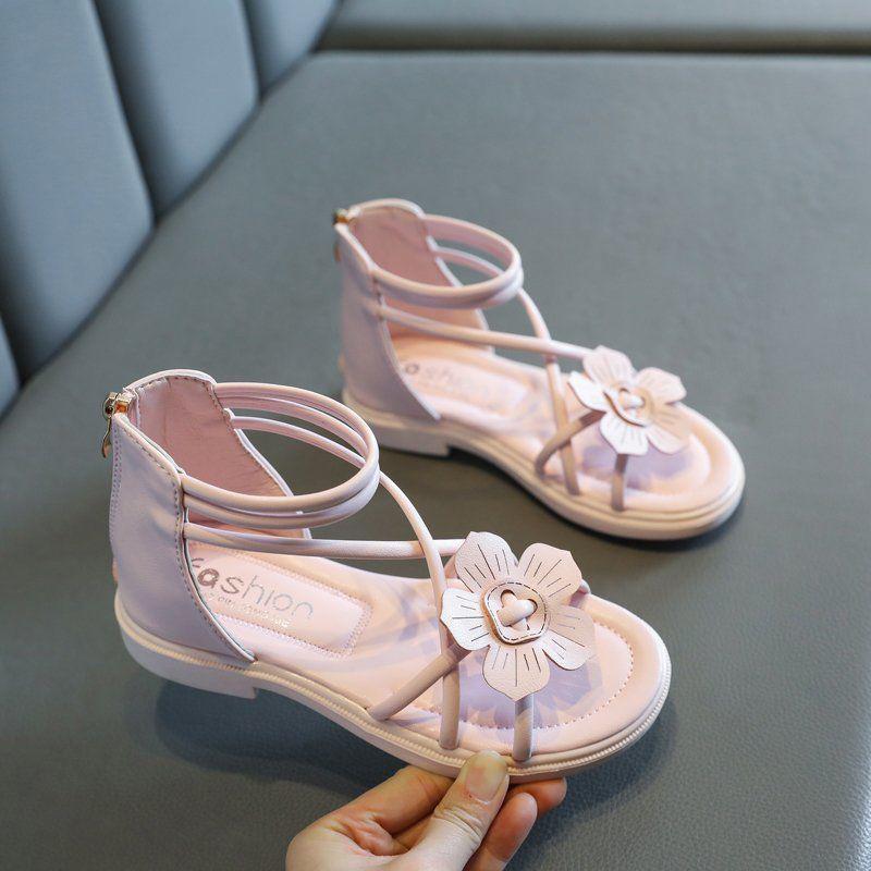 Girls' Roman Shoes  Summer Sandals  Princess Shoes  Korean Version  Children's Soft-soled Open-toed Beach Shoes