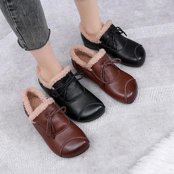 Women's Winter Soft Warm Shoes Female Large Size Non Slip Solid Color Flat Heel Cotton Shoes