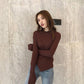Pofulove Shirt with Irregular Sweater Women's Fashion Slim Long-sleeved Women  Knitted Bottoming
