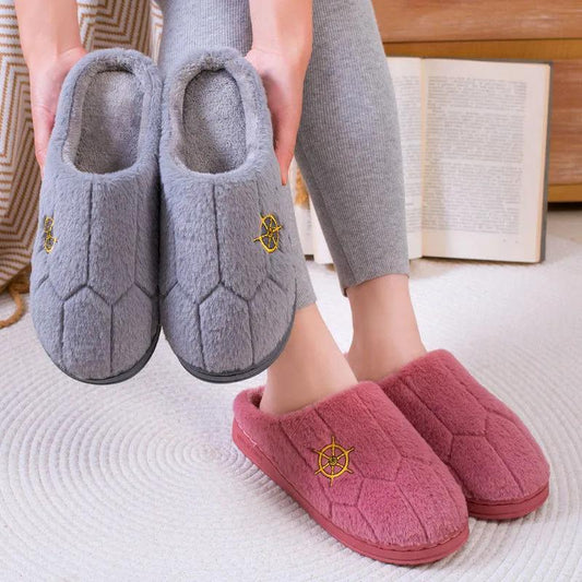 Winter Warm Cotton Slippers Women Men Home Shoes Simple Non-slip Indoor Slides Corduroy Couple Slipper Female Shoes