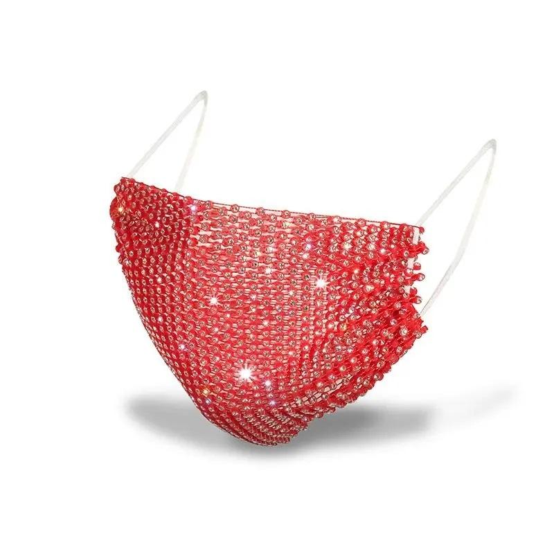 Women's Crystal Rhinestone Decorative Mask Luxury Diamond Face Mask Elastic Adult Masks Rhinestone Mask Steetwear Facial Mouth Mask