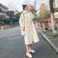 Autumn and winter over-the-knee trend wild woolen coat women white woolen coat mid-length