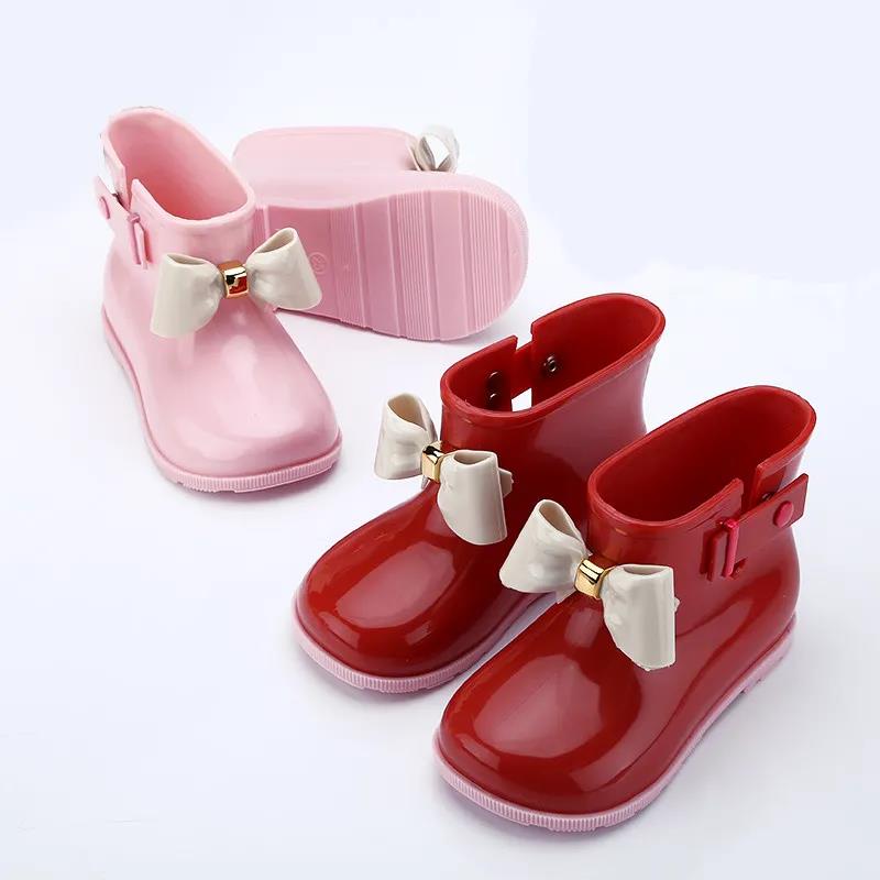 Children's Rain Shoes Water Shoes Non Slip Girls and Boys Bow Decoration Rain Boots Cartoon Four Seasons Rubber Rain Boots