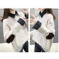 Spring and Autumn Casual Sweater Thicken Loose Knit Top Fashion Simple Female Jacket