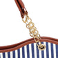 Canvas Bag Ladies Shoulder Bag College Style Striped Portable Handbags Leisure Shopping Handbags