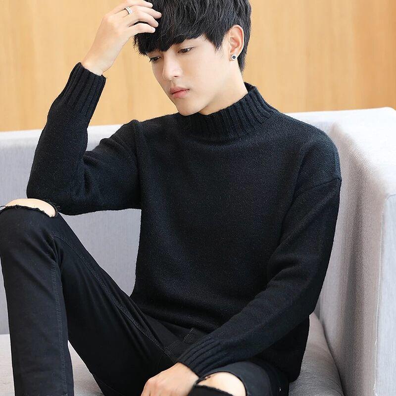 Youth Fashion Slim Thin Men's Autumn and Winter Round Neck Sweater Pullover Sweater