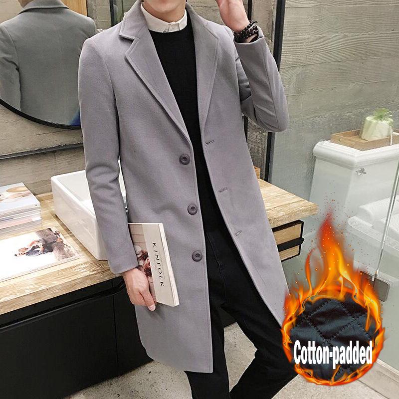 Men's Woolen Coat Long Windbreaker Man Jacket Overcoat for Male Casual Outer Wear Men Clothing