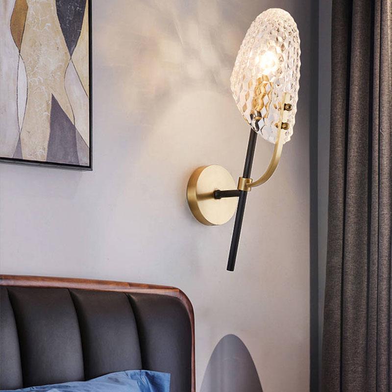 Copper wall lamp post modern light luxury living room study bedroom bedside wall lamp aisle lamp