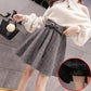 Two Layers Anti-glare Back Zipper  Women's Clothing High Waist Buttocks Bow Lace Plaid Skirt Ruffle Short Skirt A-line Skirt