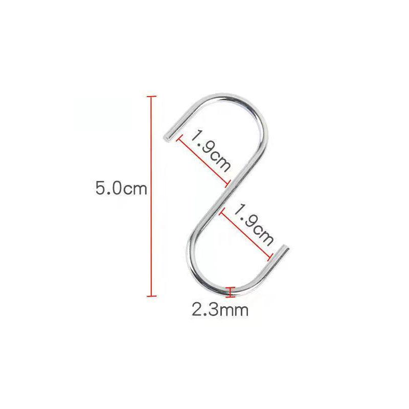 Stainless Steel S-shaped Hook Kitchen Towel Rack Bathroom Kitchen Storage Hook Flat Coat Hook Hook Bacon Sausage Fish Dry Drying Hook