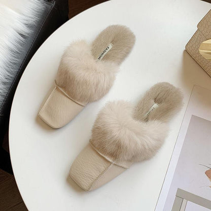 Artificial Plush Cotton Slippers Full Design Flat Shoes Warm Autumn and Winter Casual Shoes