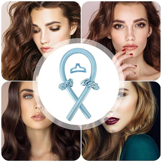Heatless Hair Rollers Headband Curling Rod Foam Curler Silk Curling Ribbon 1 X Curling Iron + 2 X Hair Loops + 1 X Clip