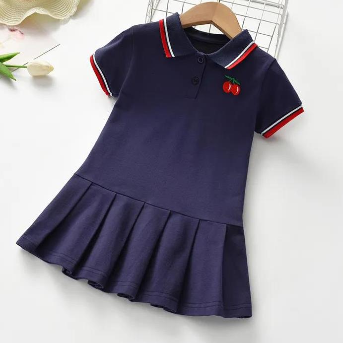 Summer Baby Girls Casual Clothes Dress Cherry Print Short Sleeve Dress Kids Toddler Pageant Dresses
