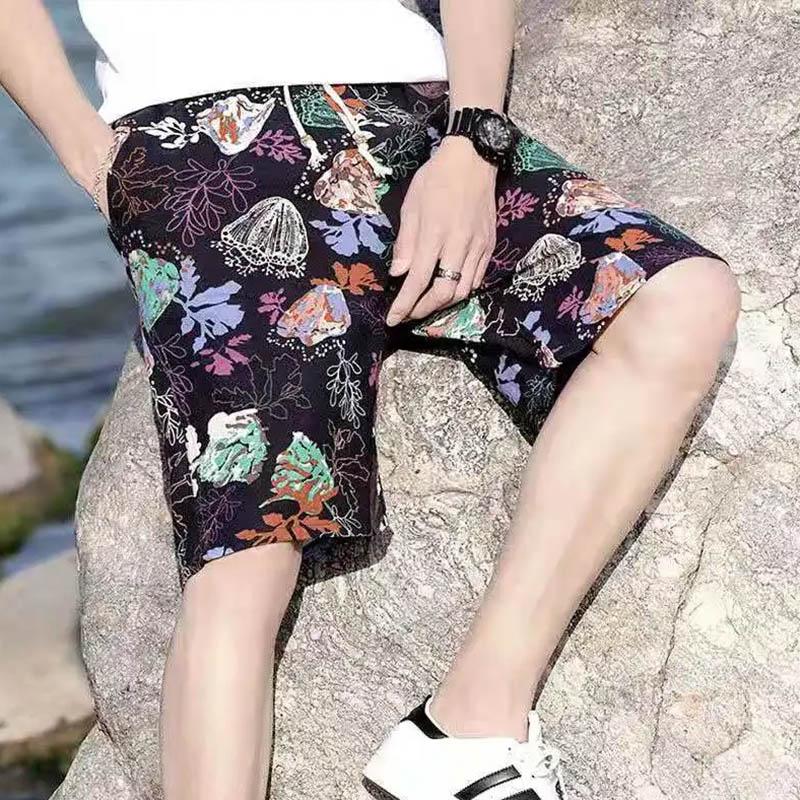 Men's Summer Cotton and Linen Shorts Casual Loose Breathable Beach Pants Home Plus Size Five-point Pants