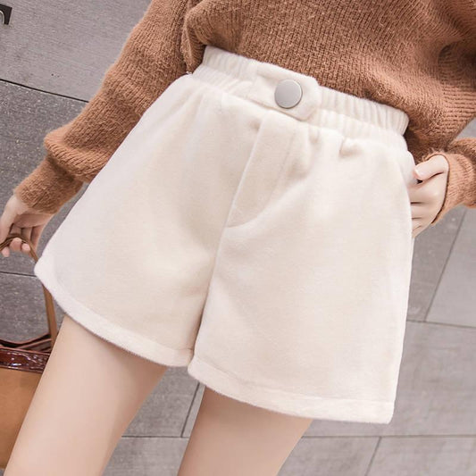 Autumn Winter High Waist Women Shorts Elegant Wide Leg Short Pants Casual Women Clothing Shorts