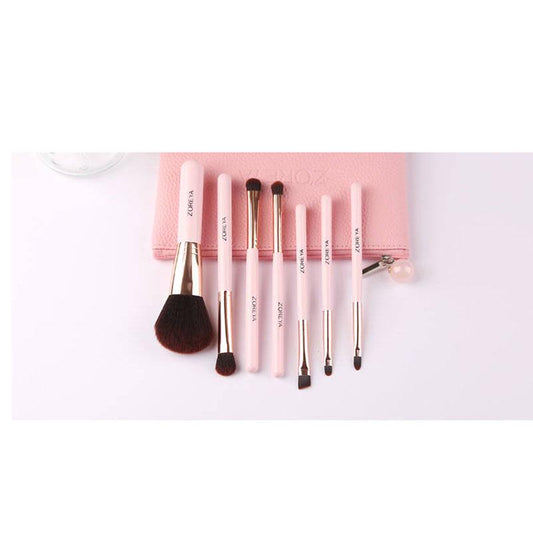 1set pink 7Pc/set Mini Makeup brush Set cosmetics kit make up brush Kit with Iron Metal box