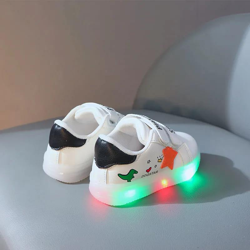 Children's Light Shoes Baby Shoes Spring and Autumn Boys' and Girls' Small White Shoes Anti-skid Middle and Small Children's Sports Walking Shoes