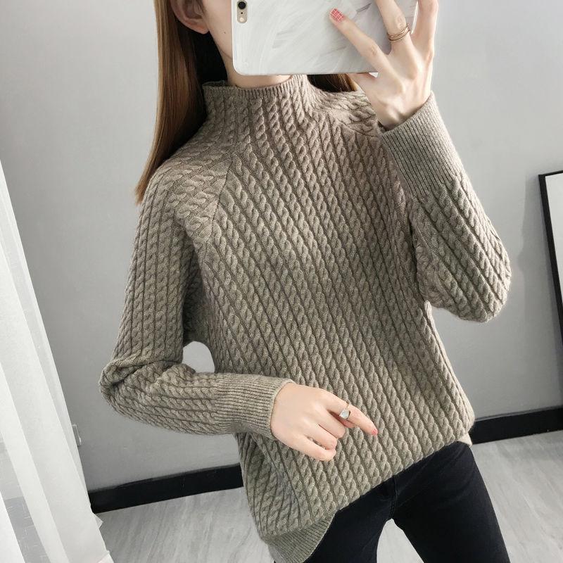 High-neck Padded Sweater Women's Autumn and Winter New Loose Casual Style Knitting Base Western Style