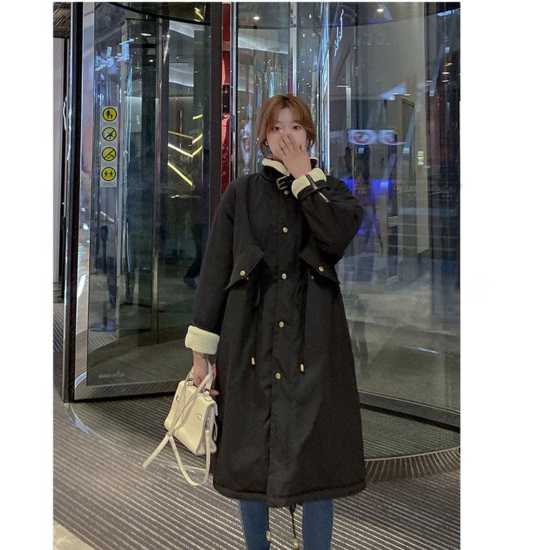 Women's Mid-length Over-the-knee Korean Loose Lamb Wool Padded Jacket Hong Kong Style Winter Cotton Jacket