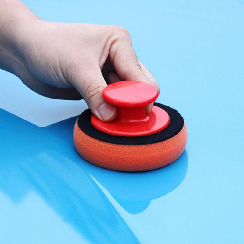 Car Beauty Waxing Sponge with Handle Wool Ball Waxing Plate Car Wash Tool Manual Polishing and Waxing Artifact