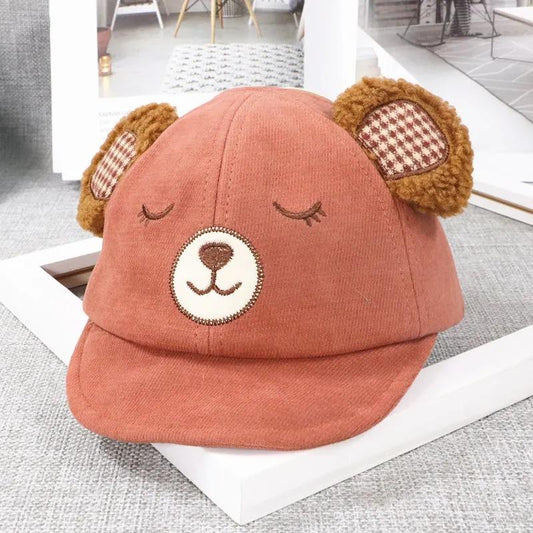 Cute 3D embroidered bear ears baby hat autumn and winter cartoon Penguin warm children soft and comfortable hat 3-18M