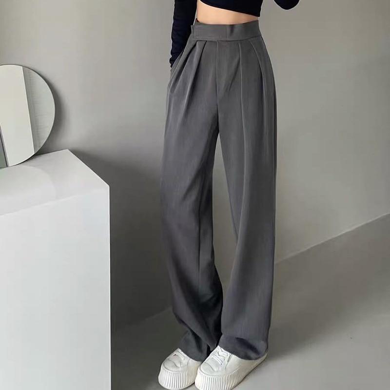 Wide Leg Suit Pants Women Vintage Female Casual Office Lady High Wasit Black Fashion Classic Pants Oversize Trousers
