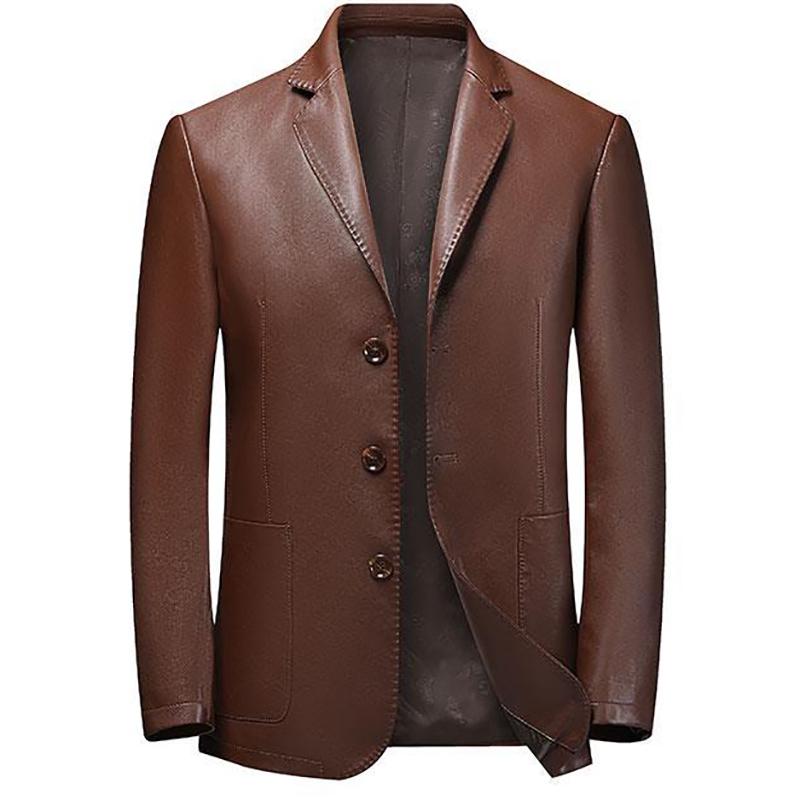 Fashion High-end Men's Leather Jacket Autumn and Winter Fashion Trend Slim Plus Cashmere Warm Sheepskin Jacket