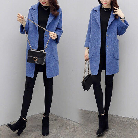 Autumn Women's Wool Coat Long Woolen Coat Single Breasted Female Autumn Winter Wool Coats Jacket