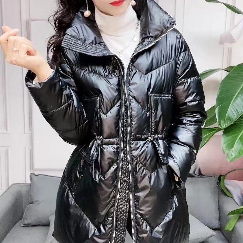 Waterproof Disposable Bright Face Down Padded Jacket Women's Winter Wear  Waist Short Slim Slimming Coat
