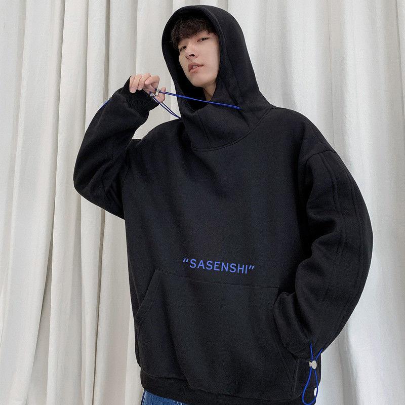 New Autumn and Winter Men's Cashmere Sweater Loose Pullover Hoodie High Collar Casual Coat
