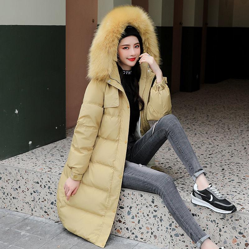 Winter Trendy Fashion Temperament Women's Long Padded Plus Size Slim Fit Over The Knee Thick Warm Cotton Jacket