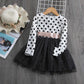 Elegant Kids Flower Girls Dresses Children Kids Floral Long Sleeve Clothing Girls Princess Tulle Dress