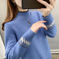Autumn and Winter Plus Velvet Thick Sweater Half High Neck Loose Casual Bottoming Shirt Fashion Simple Female Sweater