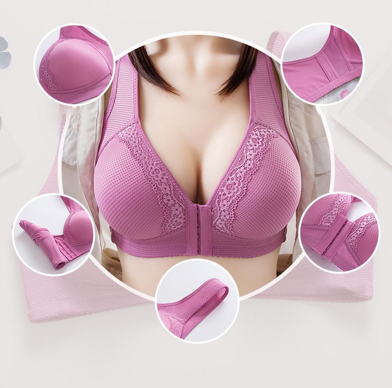 Ladies Bra Front Buckle Vest Type No Steel Ring Thin Section Gathering Big Breasts Showing Small Sexy Breathable Gathering Bra