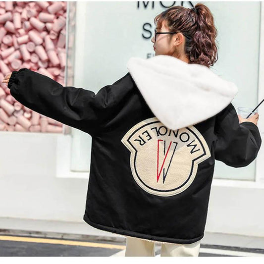 Plus Velvet Mid-length Padded Coat Winter Student Loose Thick Lamb Wool Coat