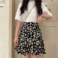 Women's Summer Daisy A-line Skirt Female Large Size Loose High Waist Thin Skirt Girls Breathable Casual Travel Skirt