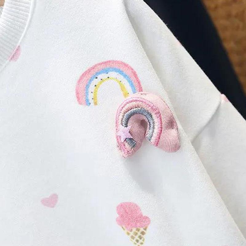 Girls' Sweaters Autumn Children's Outer Wear Pure Cotton Autumn Clothes Female Baby Round Neck Tops Spring Autumn Models