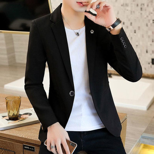 Men's Small Suit Autumn and Winter Casual Suits Plus Velvet Thickening Korean Style Trendy Single-shirt Tops Slim Men's Jackets