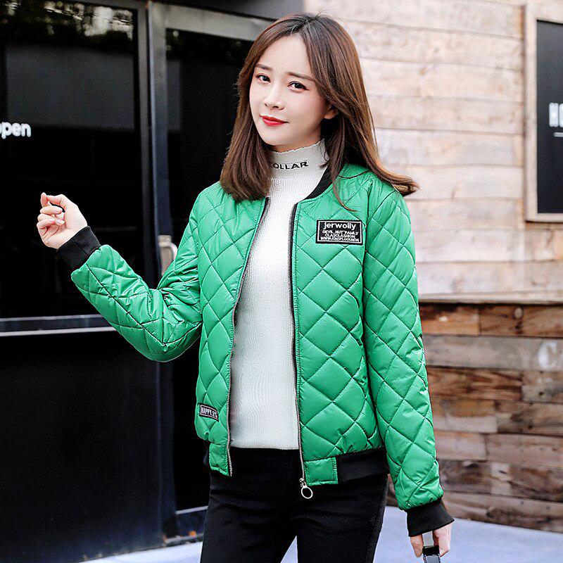 Autumn Green Black Jacket Women Korean Parkas Lady Solid Short Jackets Female O-neck Casual Outwear Coats