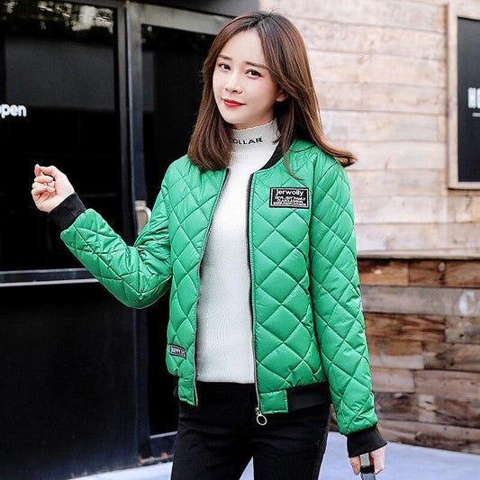 Autumn Green Black Jacket Women Korean Parkas Lady Solid Short Jackets Female O-neck Casual Outwear Coats