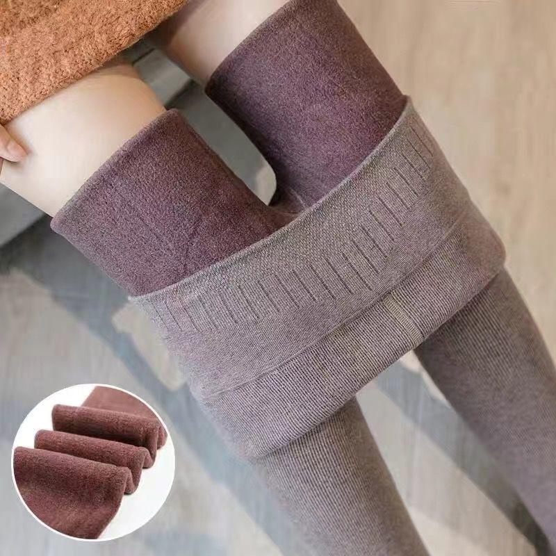 Threaded Leggings Women's Autumn and Winter Plus Velvet Thickening Plus Size Warm Socks Cotton Trousers