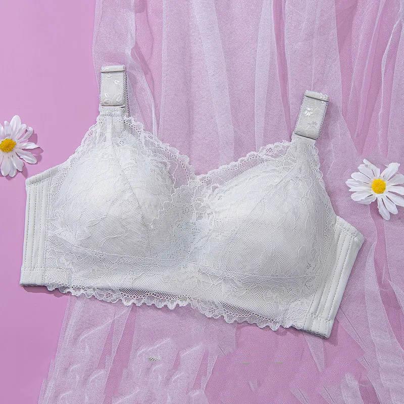 Ladies Large Size Thin Bras Soft No Steel Ring Side Breast Full Cup Breathable Inner Cup No Restraint Comfort Bra