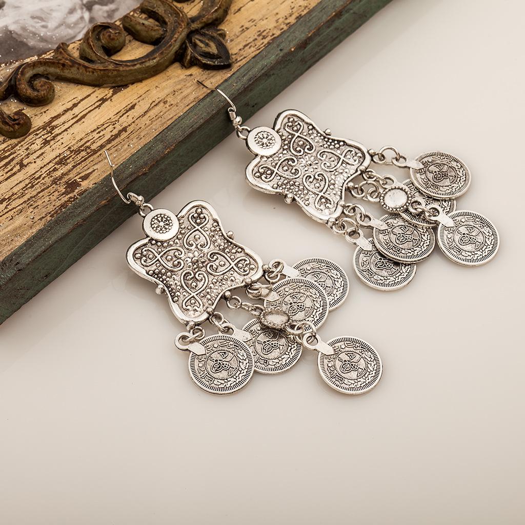 Fashion Vintage Ethnic Style Earrings Punk Style Ladies Tassel Coin Earrings Earrings