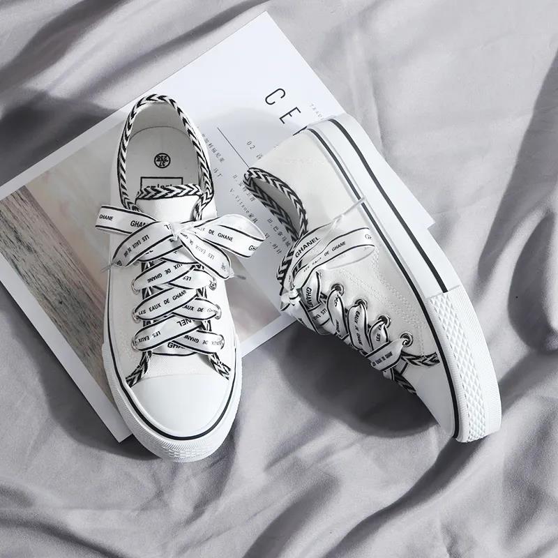 Canvas Shoes Women Korean Casual Shoes Spring and Summer Students Flat White Shoes Sneakers
