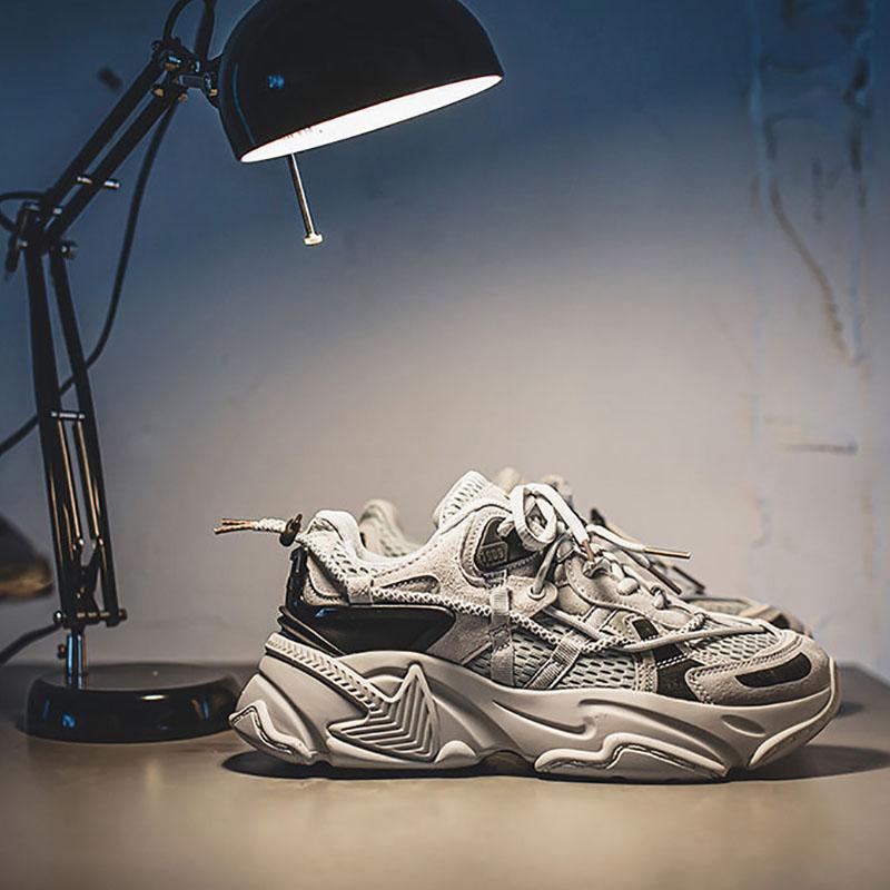 Functional Wind White Black Shoes Sports Casual Daddy Shoes Men's Super Fire Wild Pure Color Simple Couple Shoes