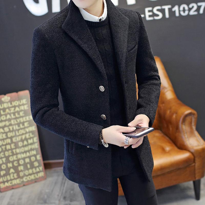 Men's Winter Windbreaker Men's Short Thick Plus Woolen Coat Coat Slim Korean Youth