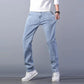 Spring, Summer and Autumn Thin Jeans Men's Straight Loose Light Blue Trendy Stretch Casual Light-colored Trousers