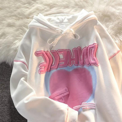 Hoodies Sweatshirt Women Black White Fleece Warm Autumn Winter Pullovers Oversized Fashion Tracksuit Streetwear Hip Hop Harajuku Top Clothes Lady